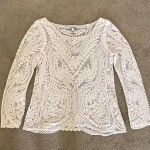 Express Cream Embroidered Top